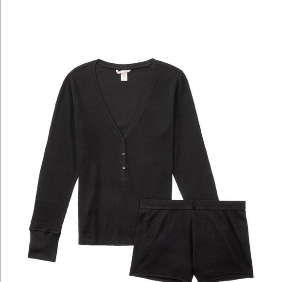 Victoria's Secret Other - NWT Victoria secret pajama set (thermal) ALL BLACK XL​​​​​​​​​